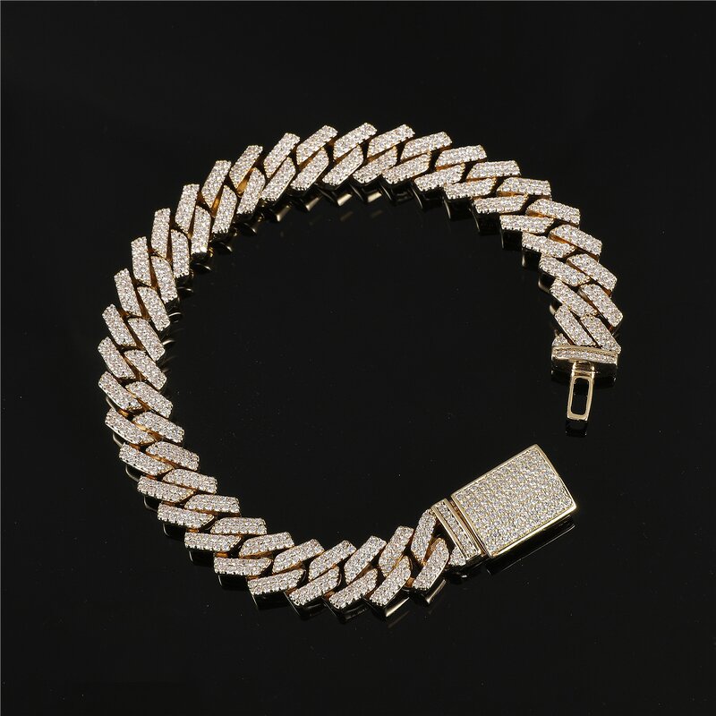 Hip Hop Jewelry Prong Cuban Chain Set Factory - 10mm Diamond Prong 18K Gold