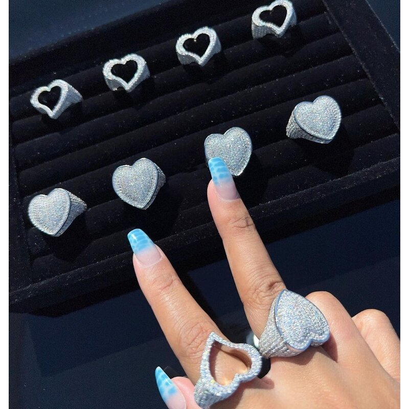 Iced Out Hip Hop Ring Manufacturer - Eternity Heart Band Chunky Diamond