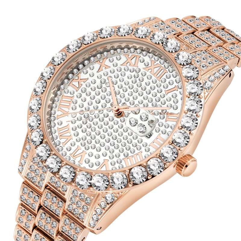 Iced Out Crystal Watches Manufacturer - Stainless Steel Roman Numerals