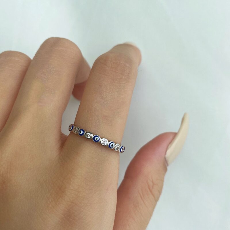 Luxury Hip Hop Jewelry Ring Manufacturer - 5A Cubic Zirconia Icy Diamond Evil Eye