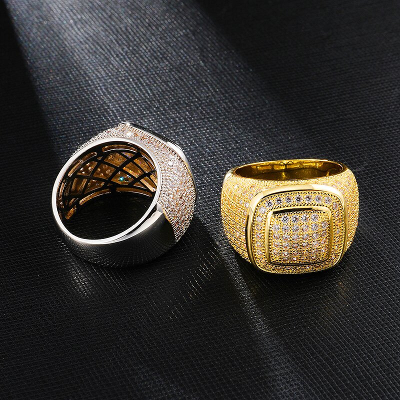 Brass Square Ring Manufacturer - Iced Out for Men Hip Hop Fashion Jewelry