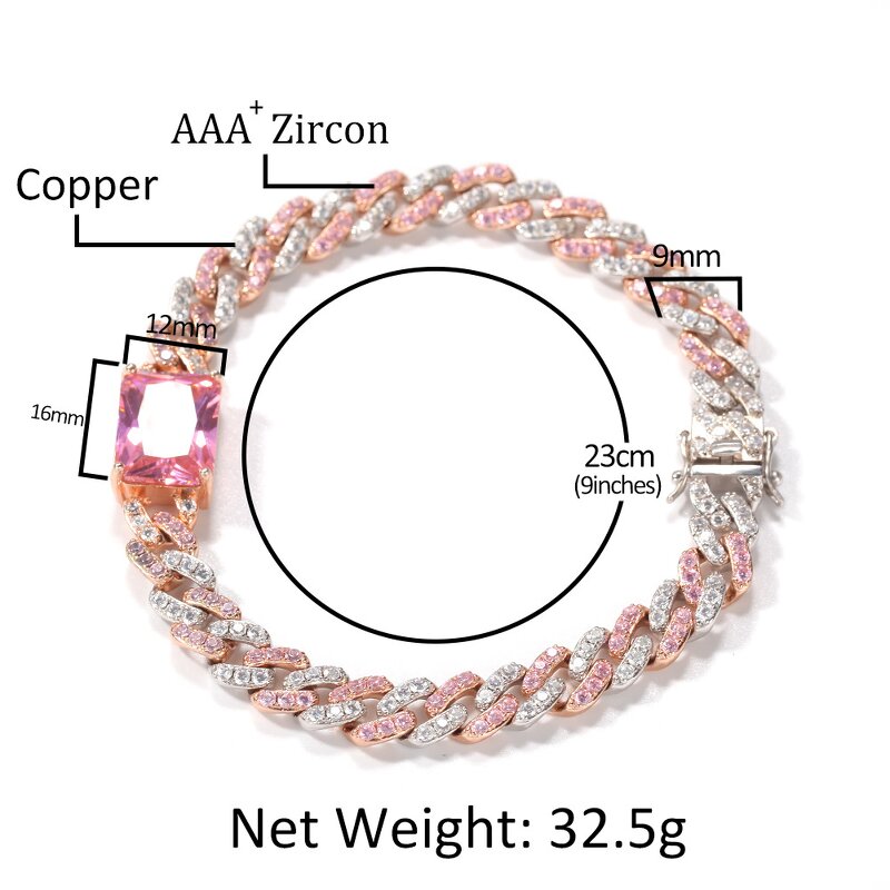 Summer Icy Pink Diamond Anklets Manufacturer - Rose Gold Cuban Heart Gemstone