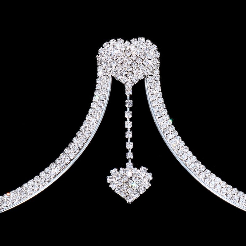 Sexy Bikini Alloy Body Chain Manufacturer - Crystal Heart Tops Harness Nightclub