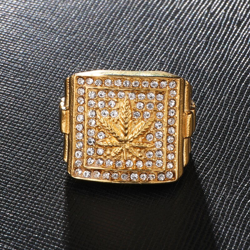 Stainless Steel Maple Leaf Ring Manufacturer - 20mm Gold Pattern for Men Women