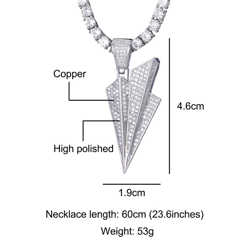 Brass Paper Plane Pendant Manufacturer - Iced Out Trend for Men Hip Hop