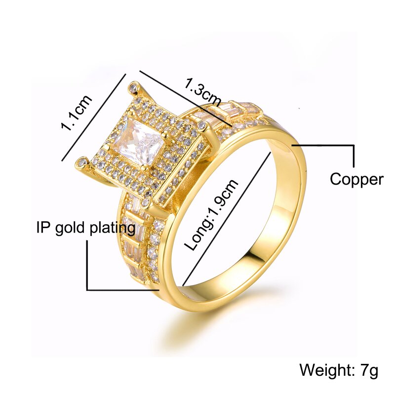 Diamond Ring Factory - Silver Gold Daily Gift Wedding Cubic 3A Zircon