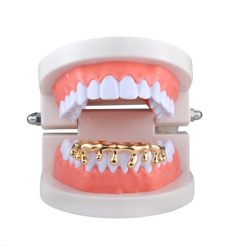 Hip Hop Grillz Manufacturer - Double Zirconia 18k Gold Plated Drop Shape