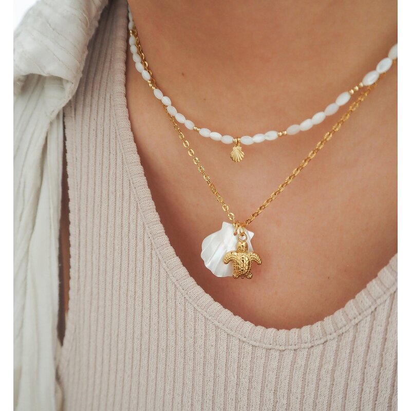 Fashion Summer Necklace Jewelry Factory - Stainless Steel Beach Pearl Choker