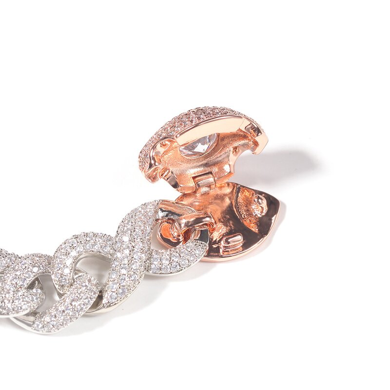 Hip Hop Jewelry Two Tone Cuban Chain Factory - 16mm Eye Clasp Choker Necklace