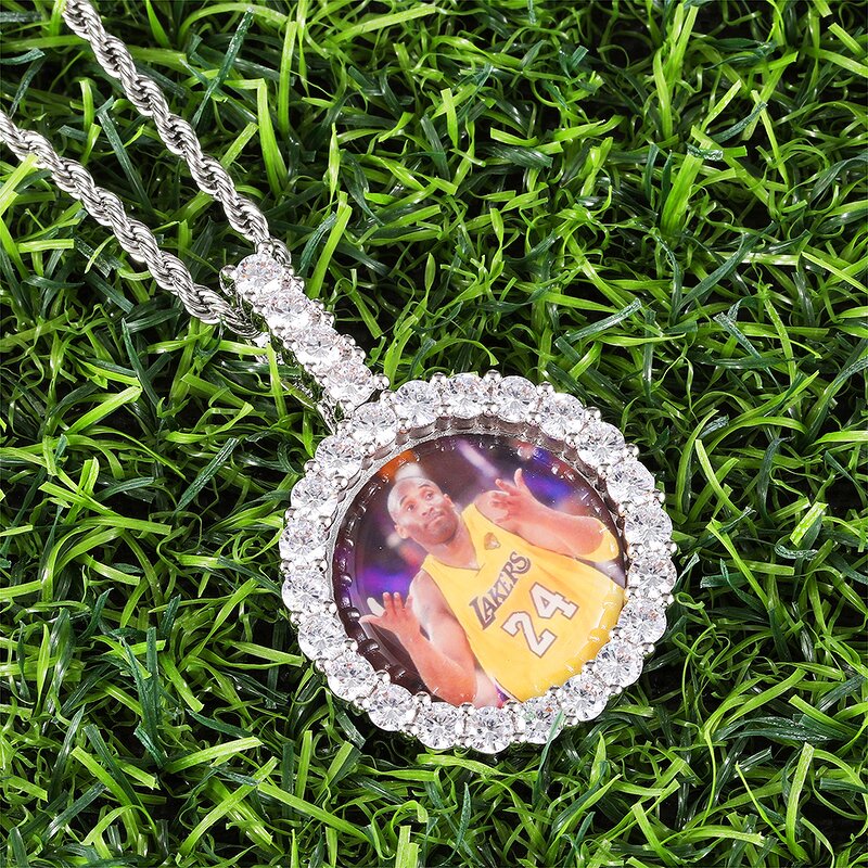 Hip Hop Custom Circle Picture Necklace Factory - Iced Cubic Zirconia Round Photo
