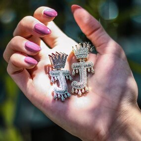 Hip Hop Jewelry Alphabet Pendant Manufacturer - Iced Out CZ A-Z Single Crown Bail