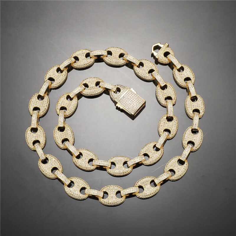 Hip Hop Jewelry Baguette Cuban Chain Set Factory - 12mm Coffee Bean Cuban Chain