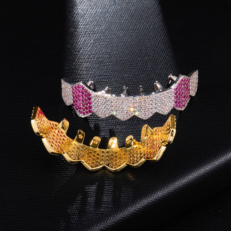 Double Zirconia Caps Grillz Factory - Two Teeth Top for Men Rapper Wholesale