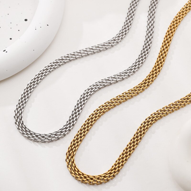 Stainless Steel Couple Necklace Jewelry Factory - Men's Statement Flat Mesh Chain