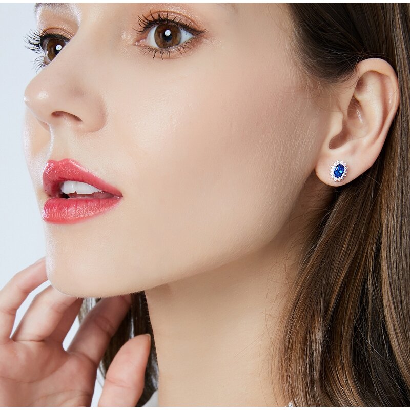 S925 Sterling Silver Flower Earrings Manufacturer - Kashmiri Silver Velvet Blue