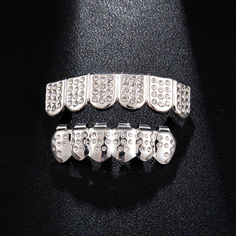 Double Zirconia Grillz Manufacturer - Two Teeth Top for Men Rapper Wholesale