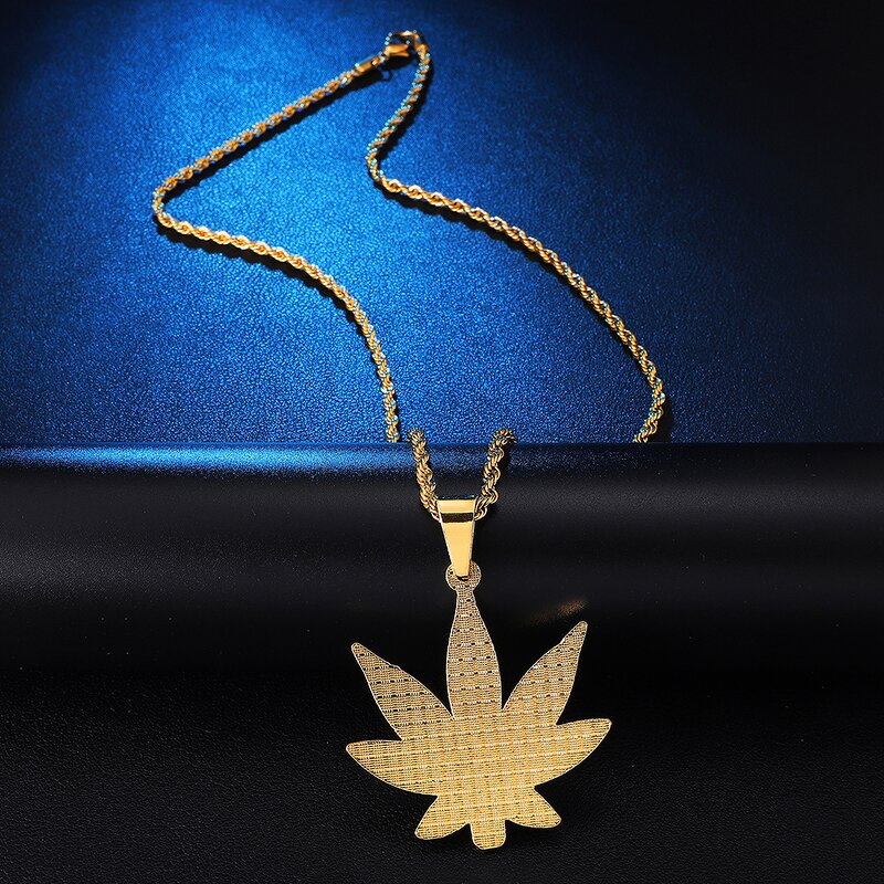 18k Gold Plated Maple Leaf Pendant Factory - Iced Out Hip Hop for Men