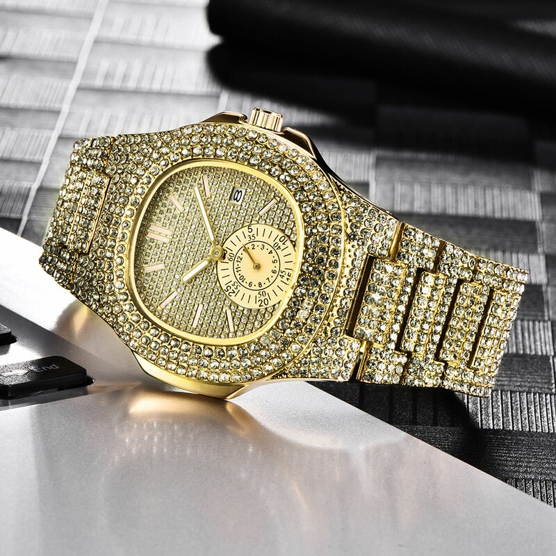 Iced Out Square Diamond Watch Manufacturer - Hip Hop Luxury 18K Gold Bezel