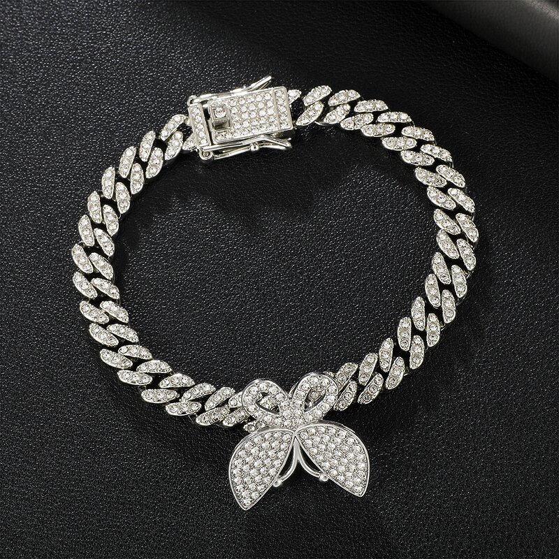 Gold Plated Cuban Butterfly Necklace Manufacturer - 8mm Iced Out for Women