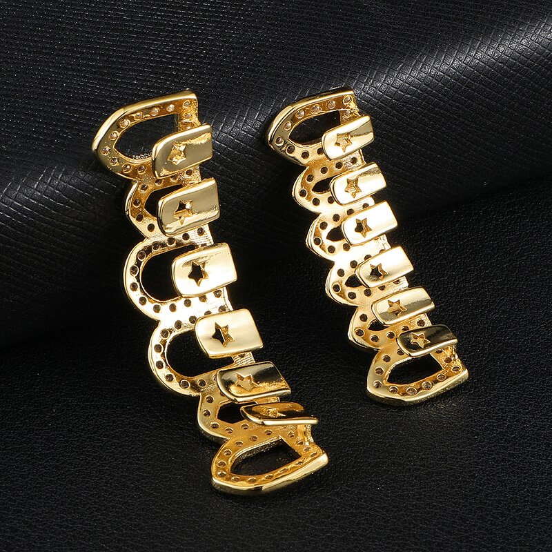 Double Zirconia Caps Grillz Factory - Two Teeth Top for Men Rapper Wholesale