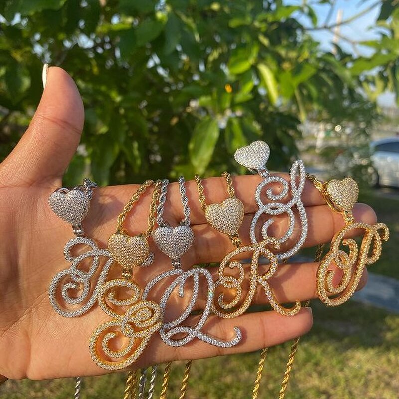 Hip Hop Cubic Zircon Letters Necklace Factory - Custom Alphabet Pendant Iced Out
