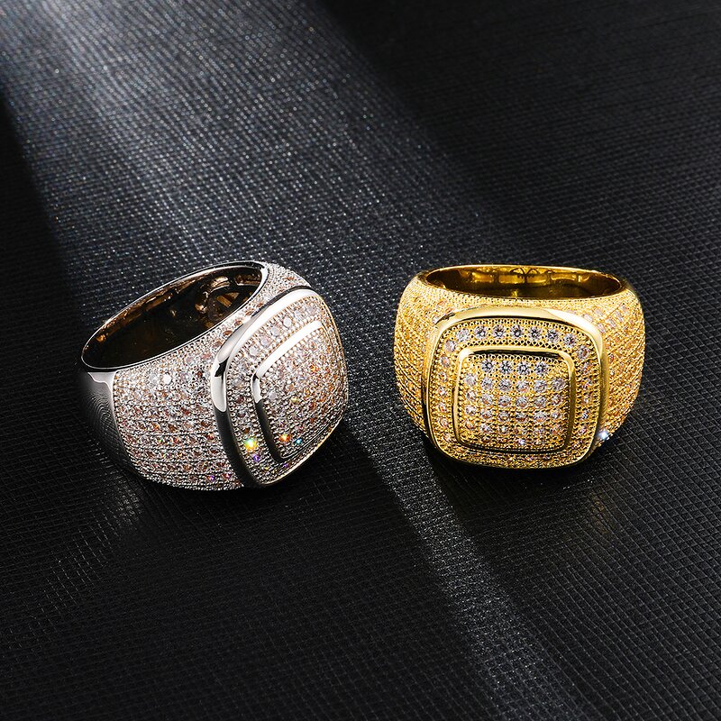 Brass Square Ring Manufacturer - Iced Out for Men Hip Hop Fashion Jewelry