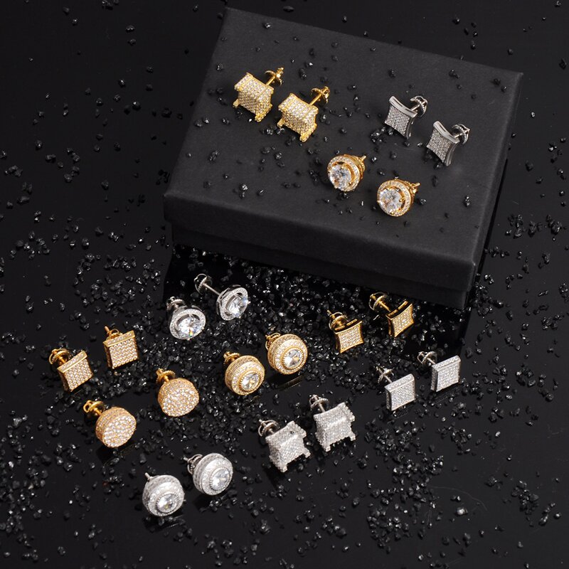 Sustainable Luxury Jewelry Manufacturer - Bulk Hip Hop Round Stud Earrings