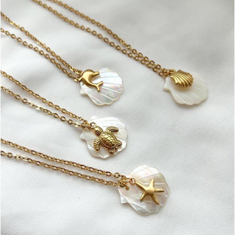 Fashion Summer Necklace Jewelry Factory - Stainless Steel Beach Pearl Choker