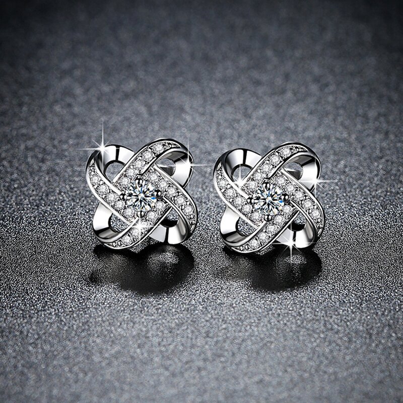 Diamond Spin Female Earrings Factory - Daily Gift Zircon Prong Setting Brass