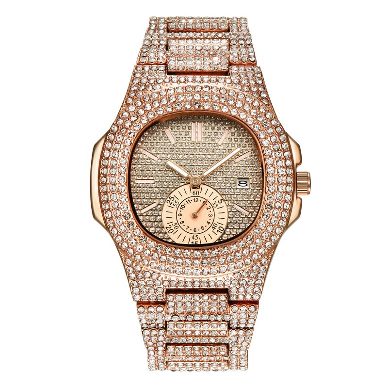 Iced Out Square Diamond Watch Manufacturer - Hip Hop Luxury 18K Gold Bezel