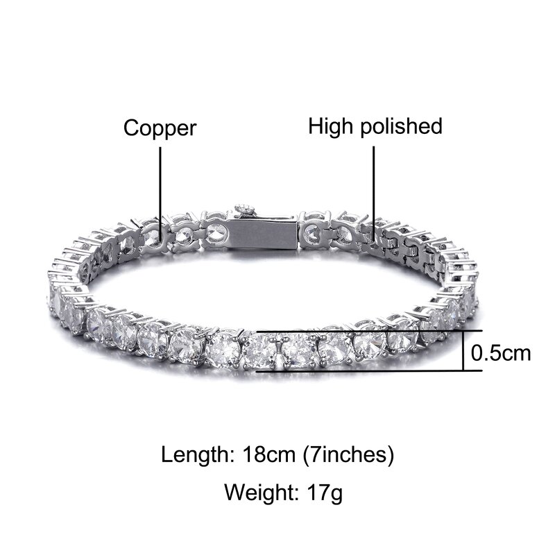 Tennis Chain Bracelet Factory - 3-5mm Diamond New Clasp for Men Fashion