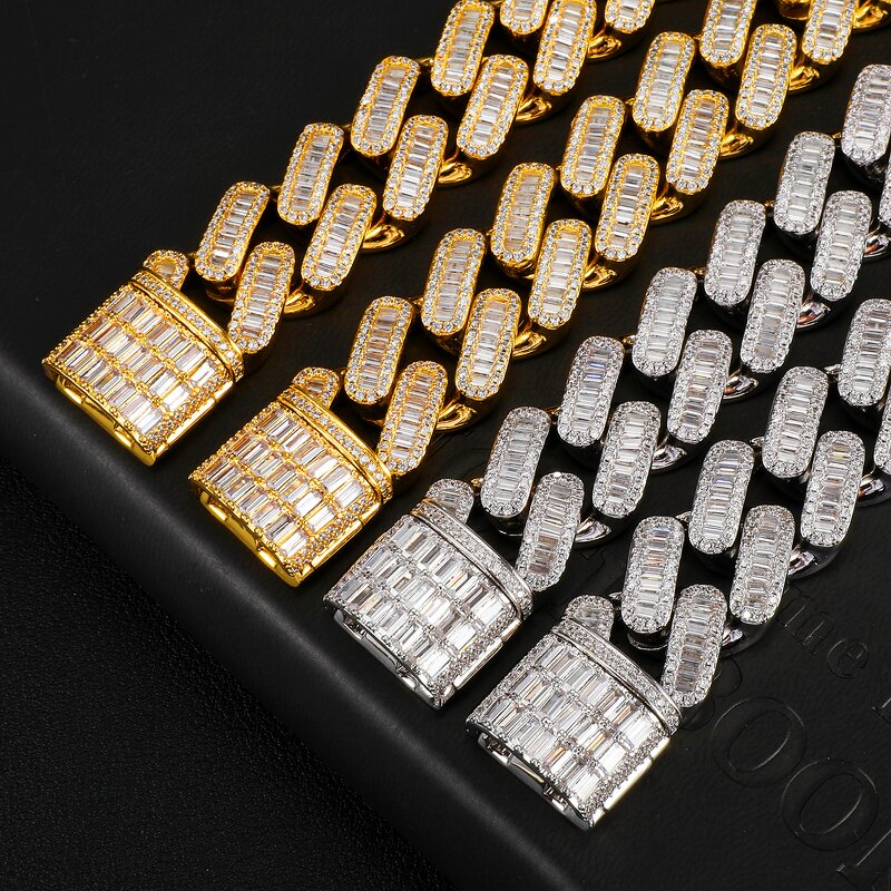 Cuban Link Chain Bracelet Factory - Rapper Style 19mm Baguette Cuban Chain