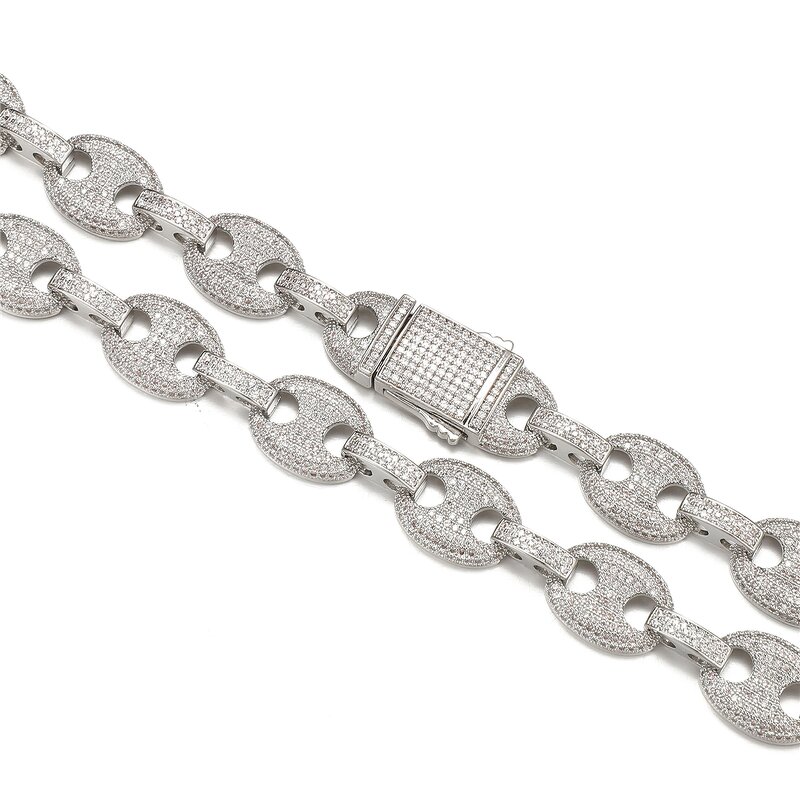 Hip Hop Jewelry Baguette Cuban Chain Set Factory - 12mm Coffee Bean Cuban Chain