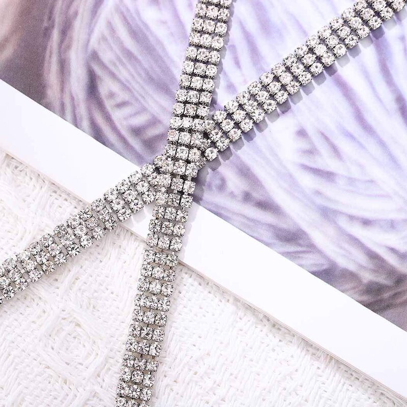 Sexy Bling Diamond Body Chain Factory - Rhinestone Cross Bra Chain for Women