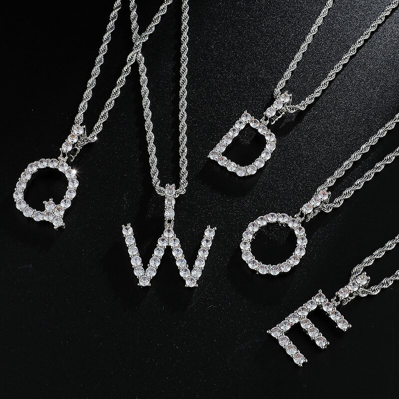 Brass Custom Name Necklace Manufacturer - A-Z Iced Out Letters for Men Hip Hop