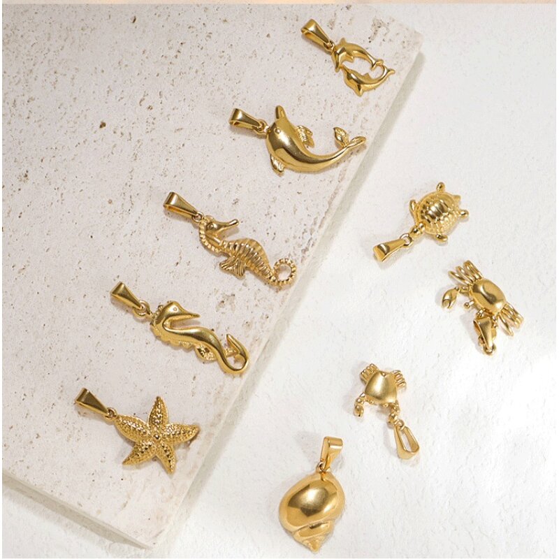DIY Beach Jewelry Pendant Factory - Stainless Steel Gold Plated Ocean Charm