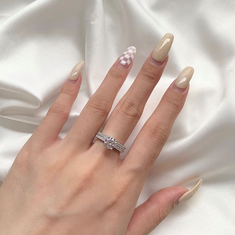 Iced Out Fashion Jewelry Ring Manufacturer - CZ Zircon Gold Plated 925 Couple Ring