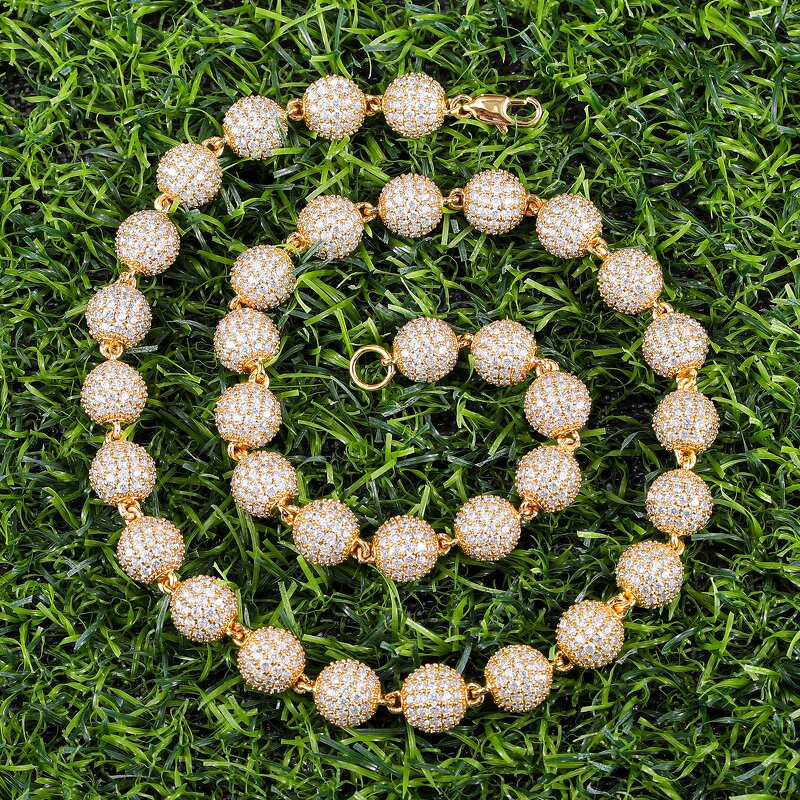 Diamond Bead Chain Jewelry Set Manufacturer - 6-10mm Brass Iced Out CZ Hip Hop