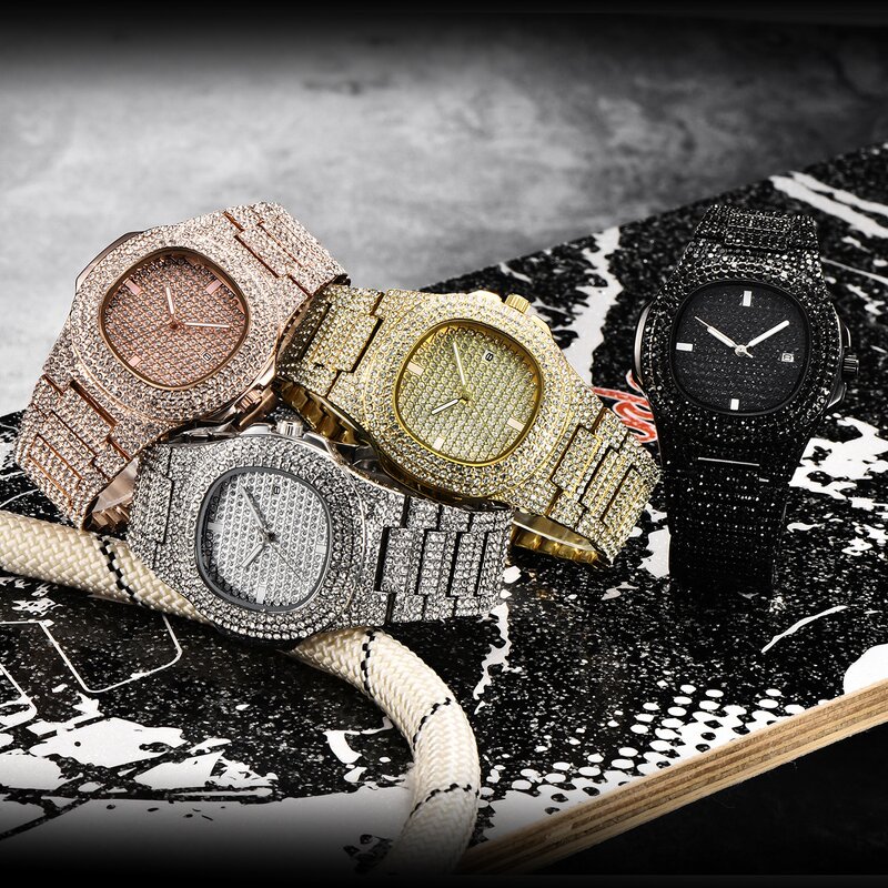 Iced Out Rhinestone Watches Factory - 18K Gold Diamond Bezel Elite Watch