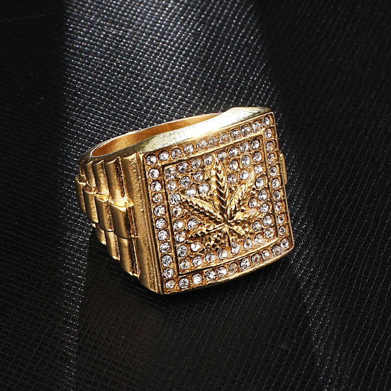 Stainless Steel Maple Leaf Ring Manufacturer - 20mm Gold Pattern for Men Women