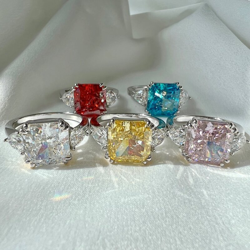 Iced Out Luxury Jewelry Ring Factory - 8A Cubic Zirconia Radiant Cut Big Diamond