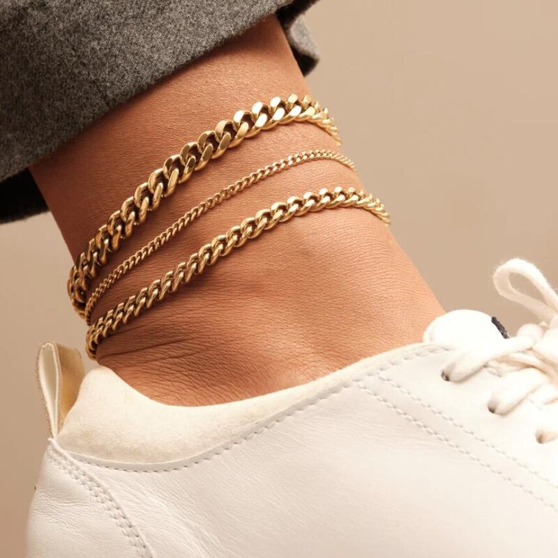 18K Gold Filled Charm Anklets Manufacturer - Adjustable Curb Foot Jewelry