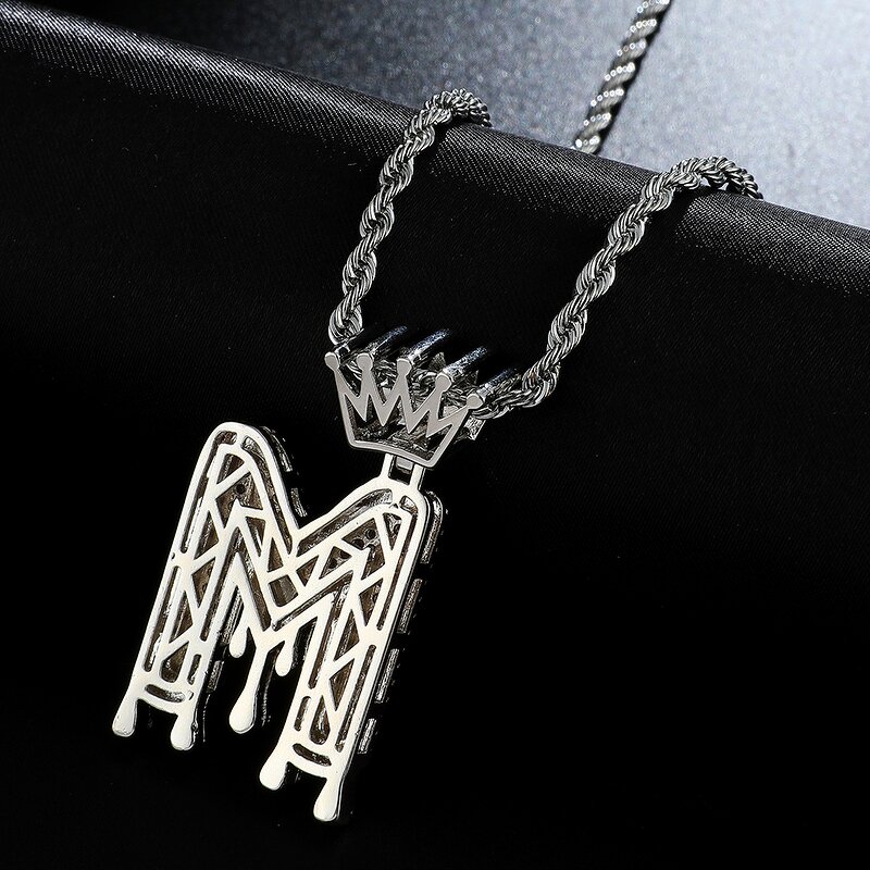 Hip Hop Jewelry Alphabet Pendant Manufacturer - Iced Out CZ A-Z Single Crown Bail
