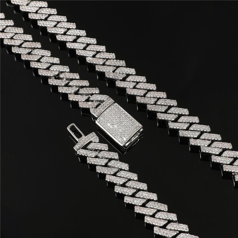 Hip Hop Jewelry Prong Cuban Chain Set Factory - 10mm Diamond Prong 18K Gold