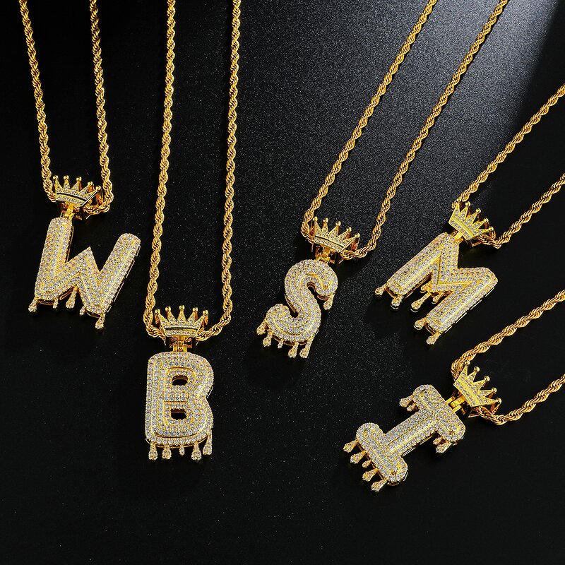 Hip Hop Jewelry Alphabet Pendant Manufacturer - Iced Out CZ A-Z Single Crown Bail