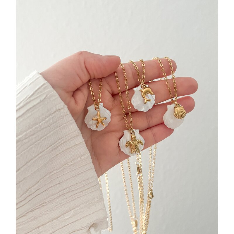 Fashion Summer Necklace Jewelry Factory - Stainless Steel Beach Pearl Choker