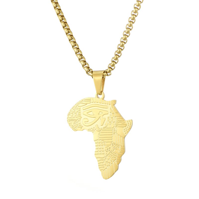 Stainless Steel Africa Map Pendant Manufacturer - Hip Hop Necklace for Men