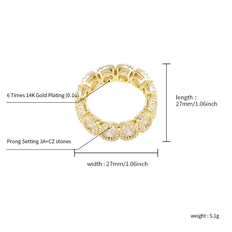 Hip Hop Rings Jewelry Factory - 27MM White Gold Plated Iced Out Cubic Zircon