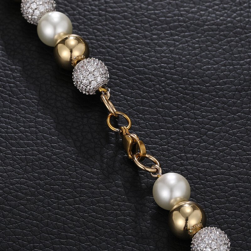 Imitation Pearl Chain Hip Hop Set Manufacturer - Gold Plated Iced Out Diamond