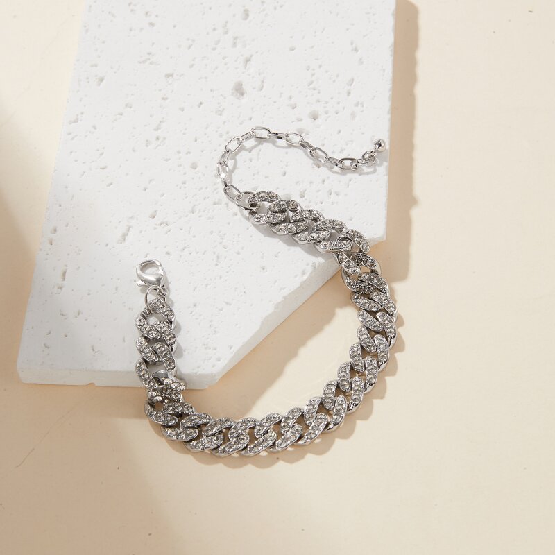 Summer Icy Silver Diamond Anklets Factory - Cuban Cluster Gemstone for Women